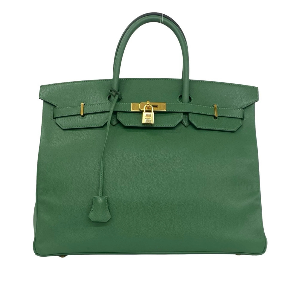 HERMES Birkin 40 Courchevel Leather Handbag Tote Bag Business Vert Bengal 35068
